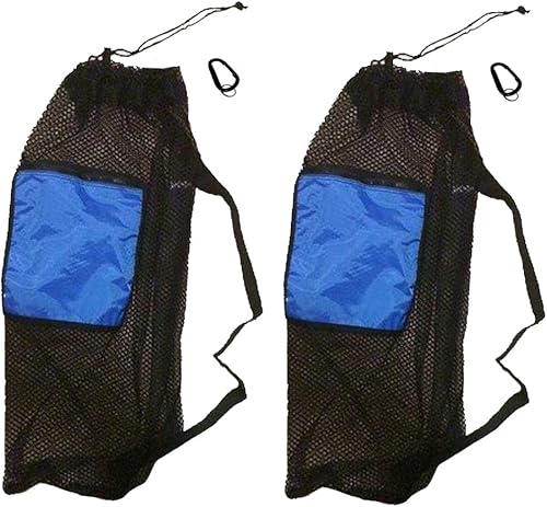 Paquete de 2 bolsas deportivas de malla azul con cordón para esnórquel acuático
