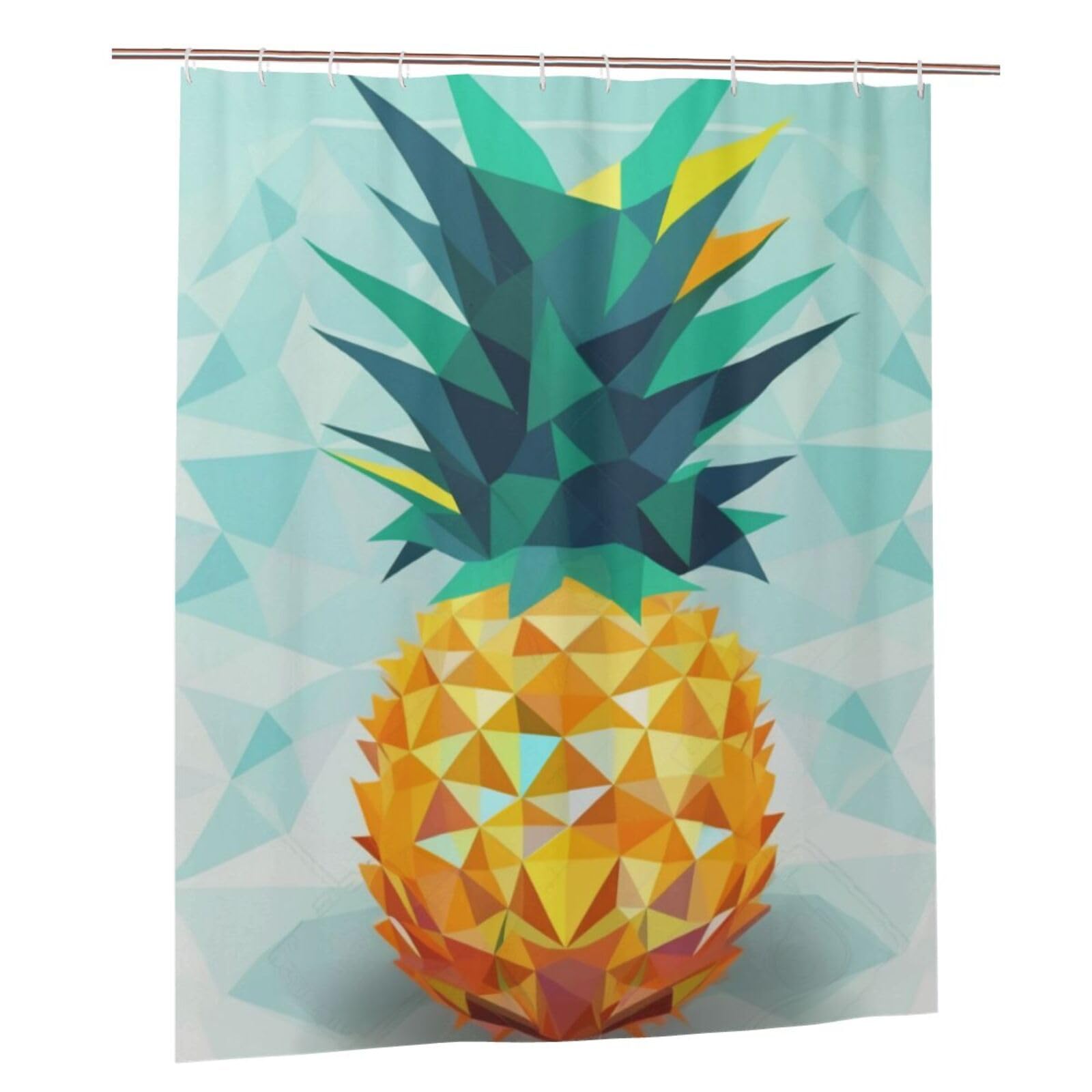 BWWHCCTI Pineapple Geometric Printed Shower Curtain With 12 Plastic Hooks Opaque Quick Drying Waterproof Shower Curtains Sets For Bathroom 152x183 Cm