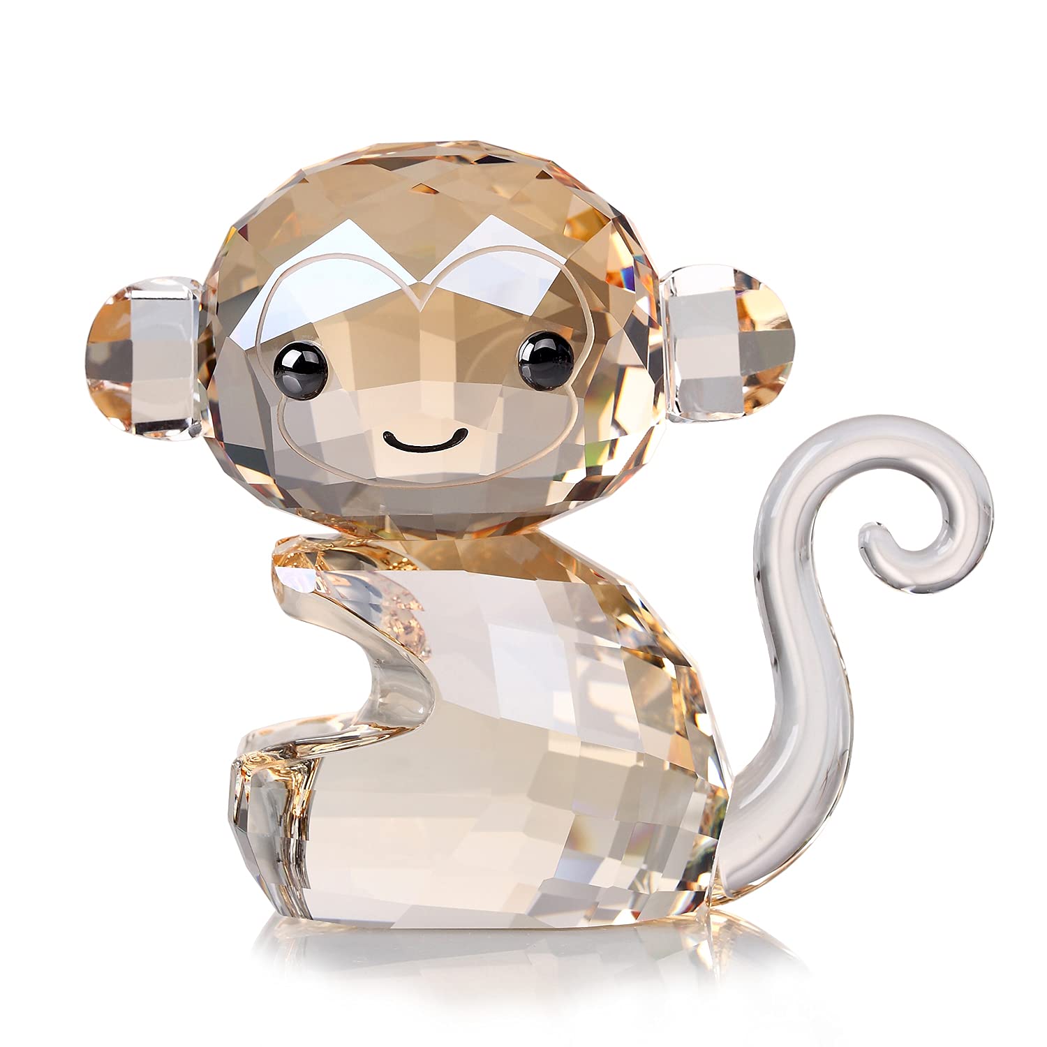 Crystal Cheerful Monkey Cute Animals Lovely Craft Decorations for Home Ornaments Christmas Collectible Birthday Gifts Figurines (Gold)