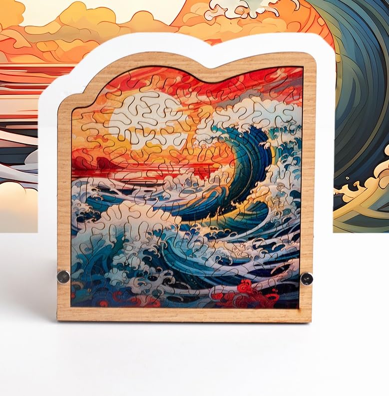 Sunset Waves Puzzle - Galaxy Infinite Irregular Wooden High Difficulty for Adults