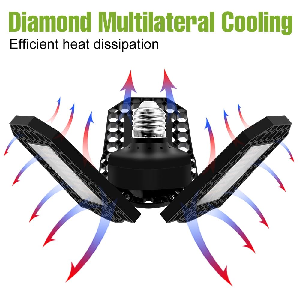 100W LED Deformable Lights 100-277V Wtih Adjustable Panels Foldable Warehouse Lamps 110V Commercial High Bay Ceiling lamp E26 — view 2