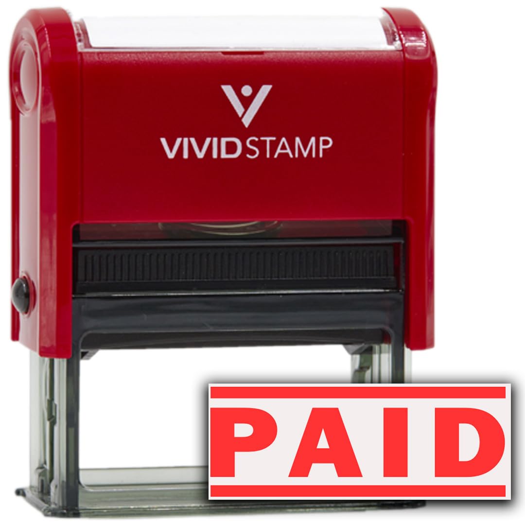Paid Self Inking Rubber Stamp (Red) - X-Large