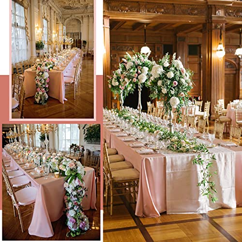 Showgeous 6 Pack Satin Tablecloth 90" X 132", Rose Gold Satin Table Overlay Cover Rectangular Bright Silk Tablecloth For Party, Wedding, Banquet Table Decoration #TOP6