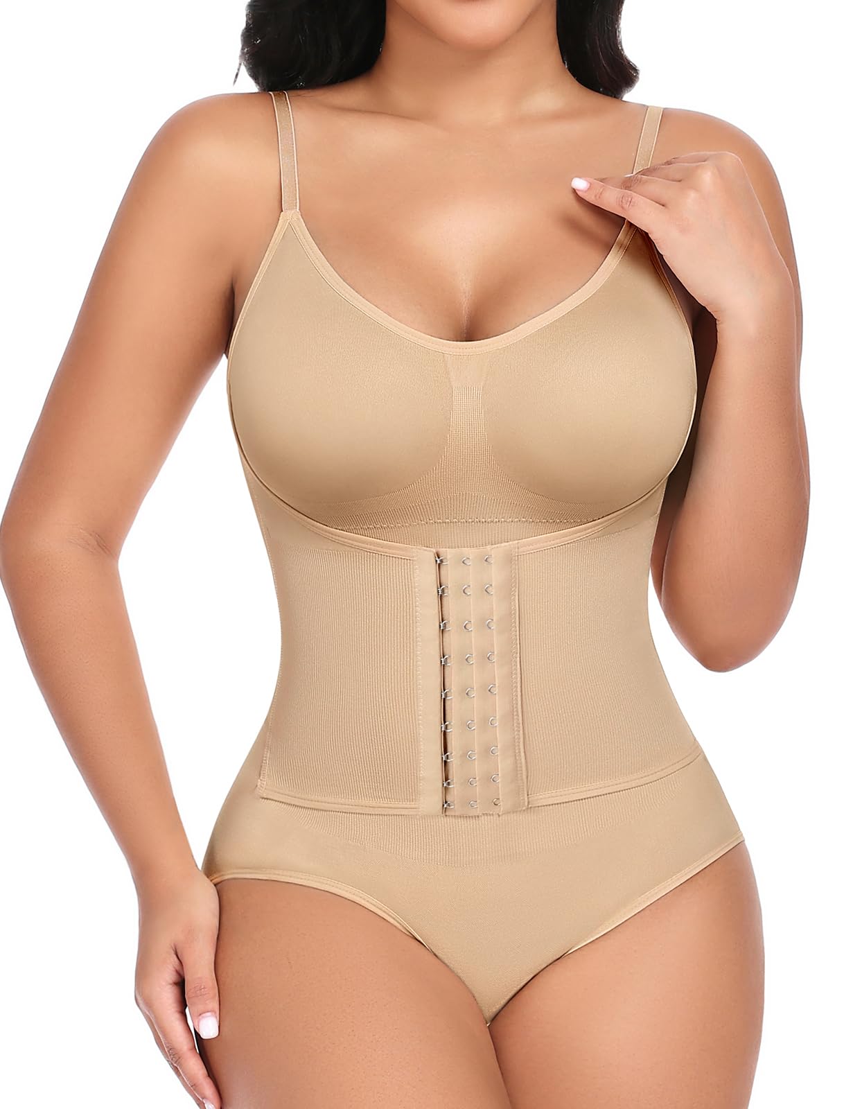 Niwicee Body modelujące kobiety modelujące sylwetkę body z płaskim brzuchem, rękaw podtrzymujący kobiety bielizna wyszczuplająca kształtujący z biustonoszem i regulowanym paskiem na ramię