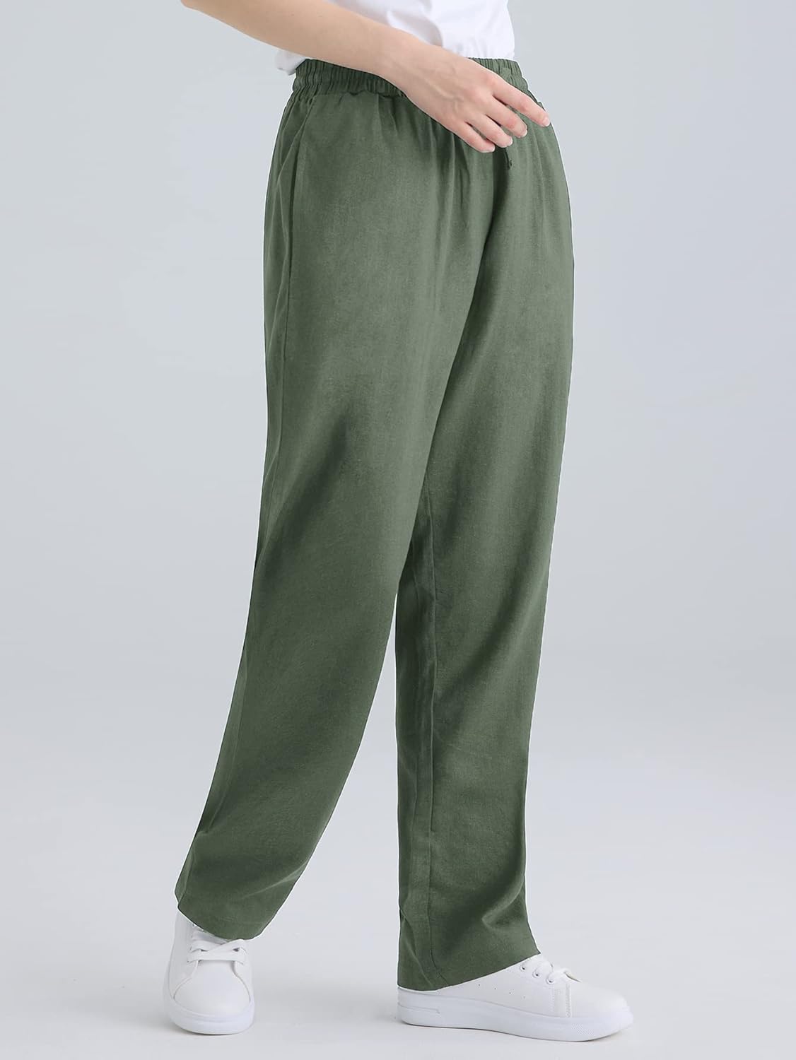 Weintee Women's Wide Leg Linen Pants with Pockets - Image 2