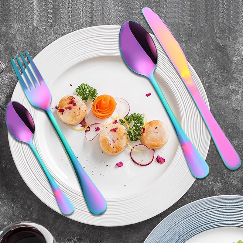 Silverware Flatware Cutlery Set, 24-piece Knife, Fork And Spoon Cutlery Set Black High-end Gift Box Knife, Fork And Spoon(Rose Gold)