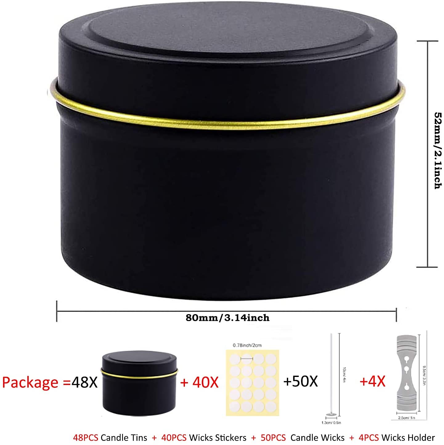 NRANSON Kaars Tin 24 Stuk, 5 Oz, Kaars Containers, kaars Potten Voor Kaarsen Maken-Beschikbaar In Zilver, Zwart, Goud (Goud) (Silver