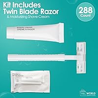 Vista 3 de World Amenities Kit de afeitado (Clear Frosted Sachet) - Servicios del hotel 288 unidades - Incluye maquinilla de afeitar de hoja doble y crema