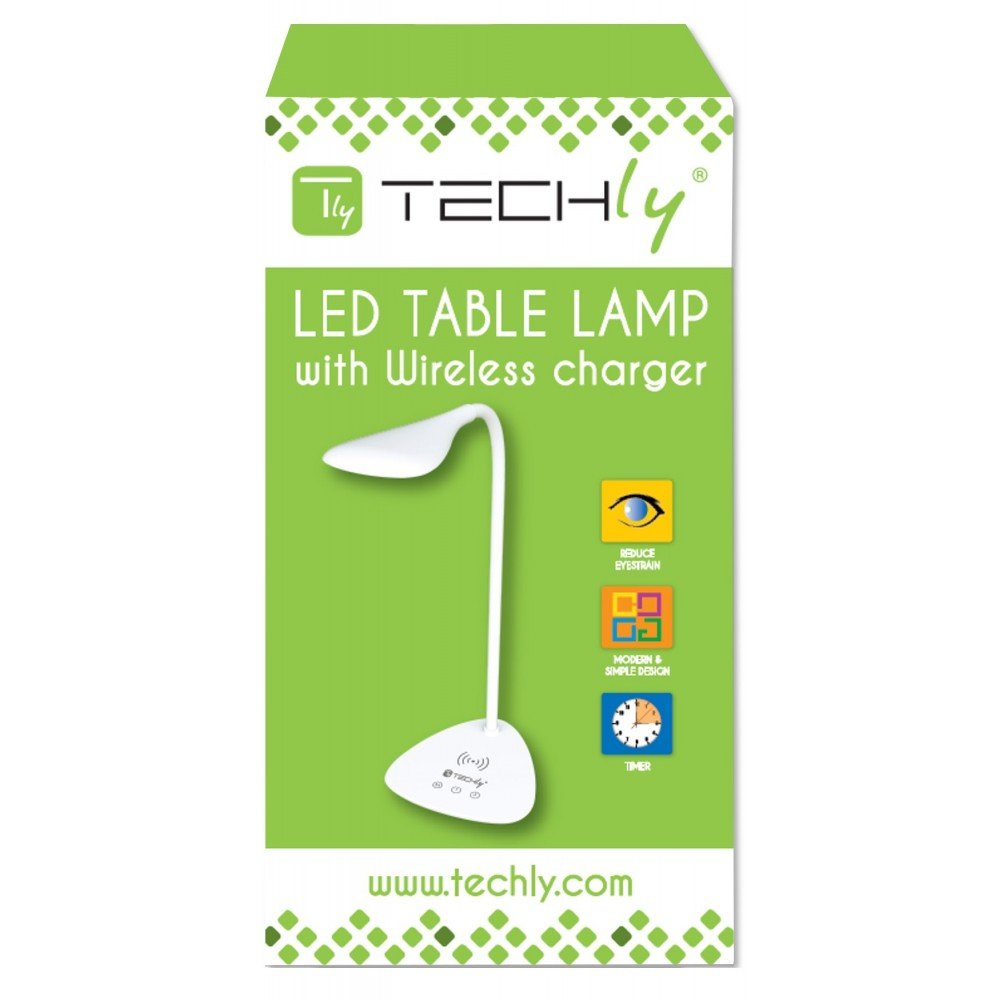 Techly Lampada a LED da Tavolo con Caricatore Wireless