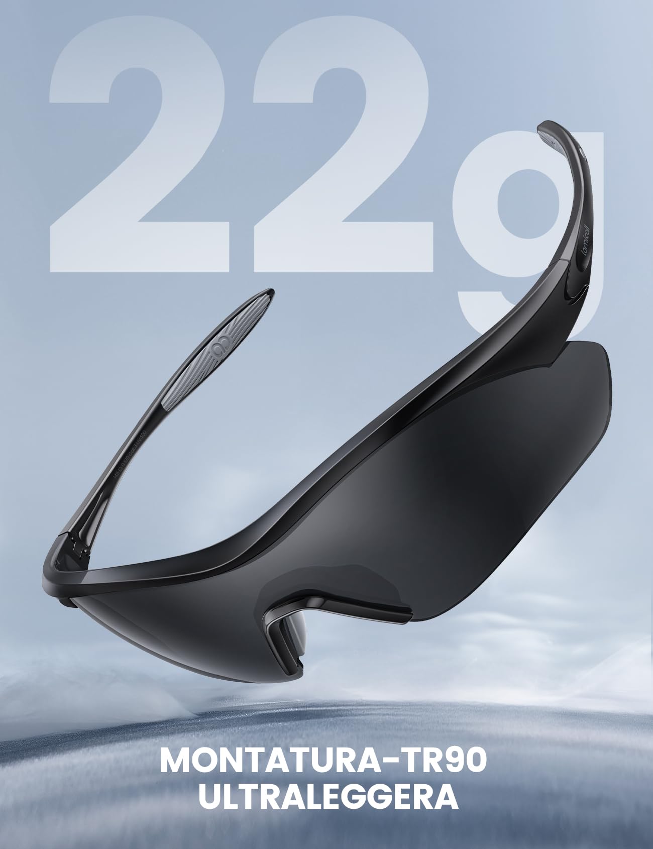 Lamicall Occhiali da Sole Ciclismo Polarizzati - [22g Ultraleggeri] TAC Lente de una Pieza, UV400 Protezione, TR90-Montatura, Nasello & Aste degli Occhiali Regolabile, Occhiali Sportivi per Uomo/Donna