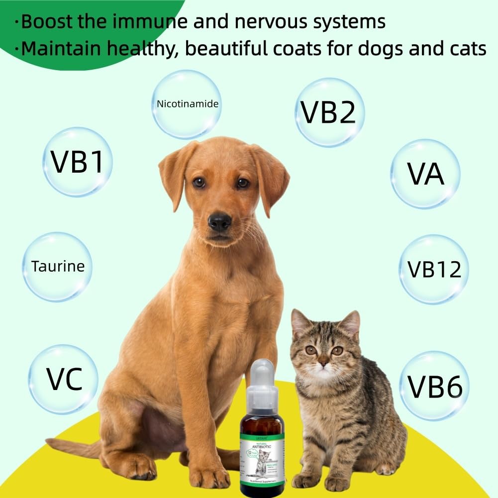 Antibióticos para Gatos,3pcs Antibióticos Naturales para Gatos,Gotas Antibióticas para Gatos,Antibióticos para Mascotas Que Alivian la Picazón