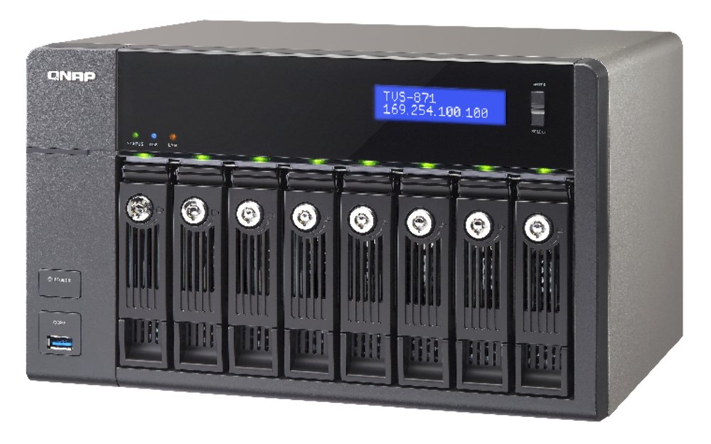 QNAP TVS-871-I7-16G - Serveur NAS de Stockage Unifié 8 Baies, Intel Core Quad Core i7 3.2 GHz jusqu'à 4.0 GHz , 16Go RAM, 4 Gbe LAN, HDMI, 10G-ready, 4K-ready, Châssis Vide