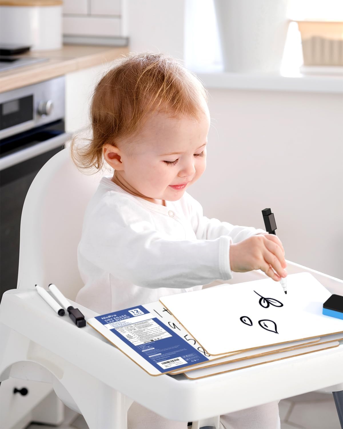 Nicpro 30 Stück trocken abwischbares Mini-Whiteboard, A4, 22 x 30 cm, doppelseitige Lapboard bulk mit 30 Stiften, 30 Radiergummis, kleines Whiteboard, tragbares Zeichnen, Schreiben Board