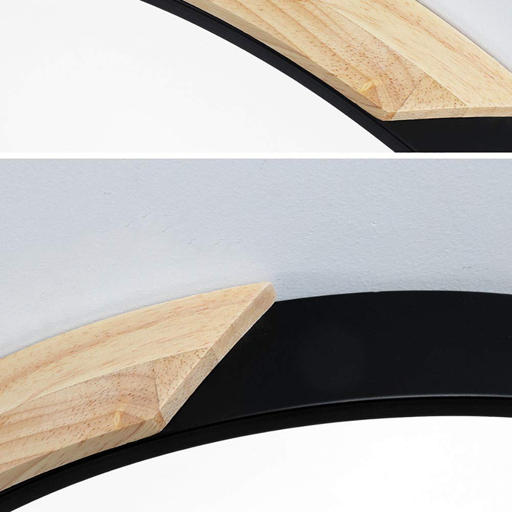 Led De Madera Lámpara De Techo Fxture Moderno Con Control Remoto Negro Plafon Led Techo Montaje Empotrado Interior Redondo Plafon Led Techo Para Dormitorio Baño Sótano Salón-Luz blanca cálida 30cm