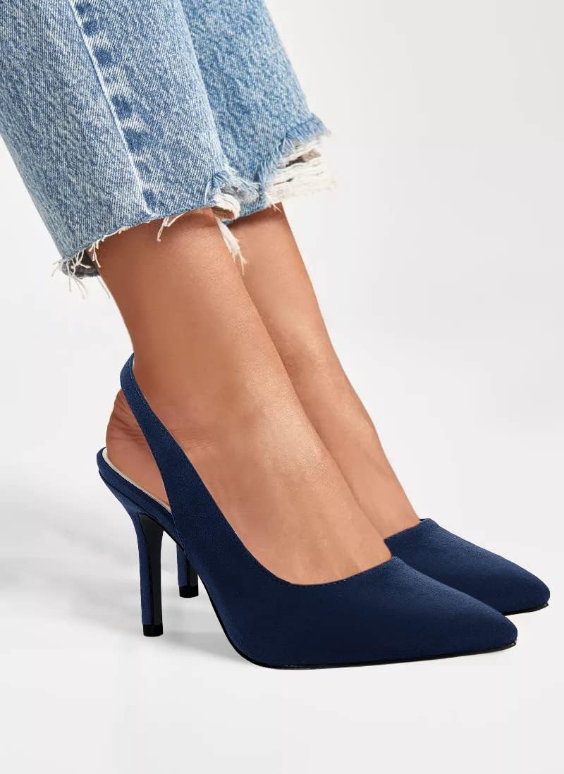 Womens Slingback Pointed Toe Stiletto Pumps Slip-on High Heels Office Lady Sandals Party Prom Dress Shoes - Image 8