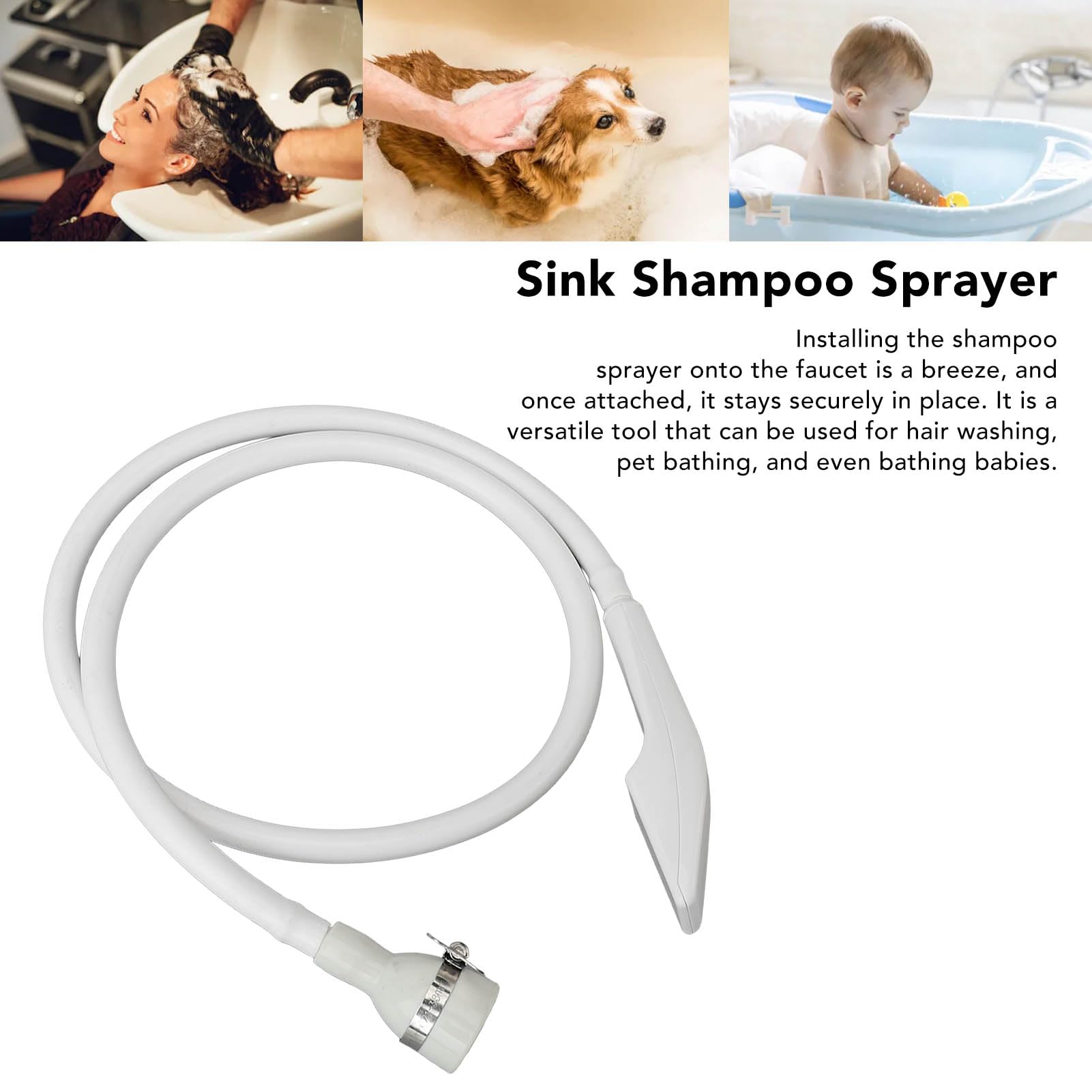 Pulverizador de grifo de manguera de fregadero, manguera de pulverización de cabezal de ducha de grifo de manguera de mano de 4.9 pies para bañar mascotas, lavar el cabello