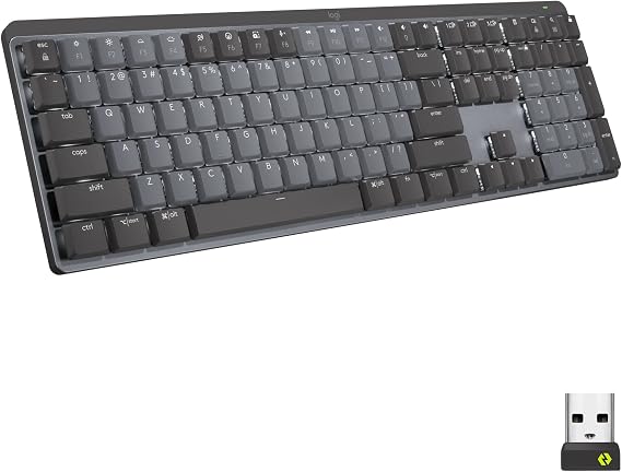 Logitech MX Mechanical Wireless Illuminated Performance Keyboard, Tactile Quiet Switches, QWERTY UK & MX Vertical Ergonomic Mouse, Multi-Device, Bluetooth or 2.4GHz Wireless with USB Unifying