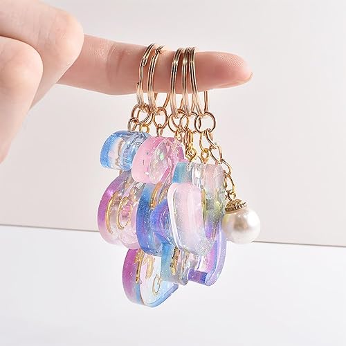 Miniatura 2 de Voyyphixa Moldes de silicona del alfabeto para resina epoxi, moldes de resina de la A a la Z, moldes de resina con corazón, estrella, gato, perro,