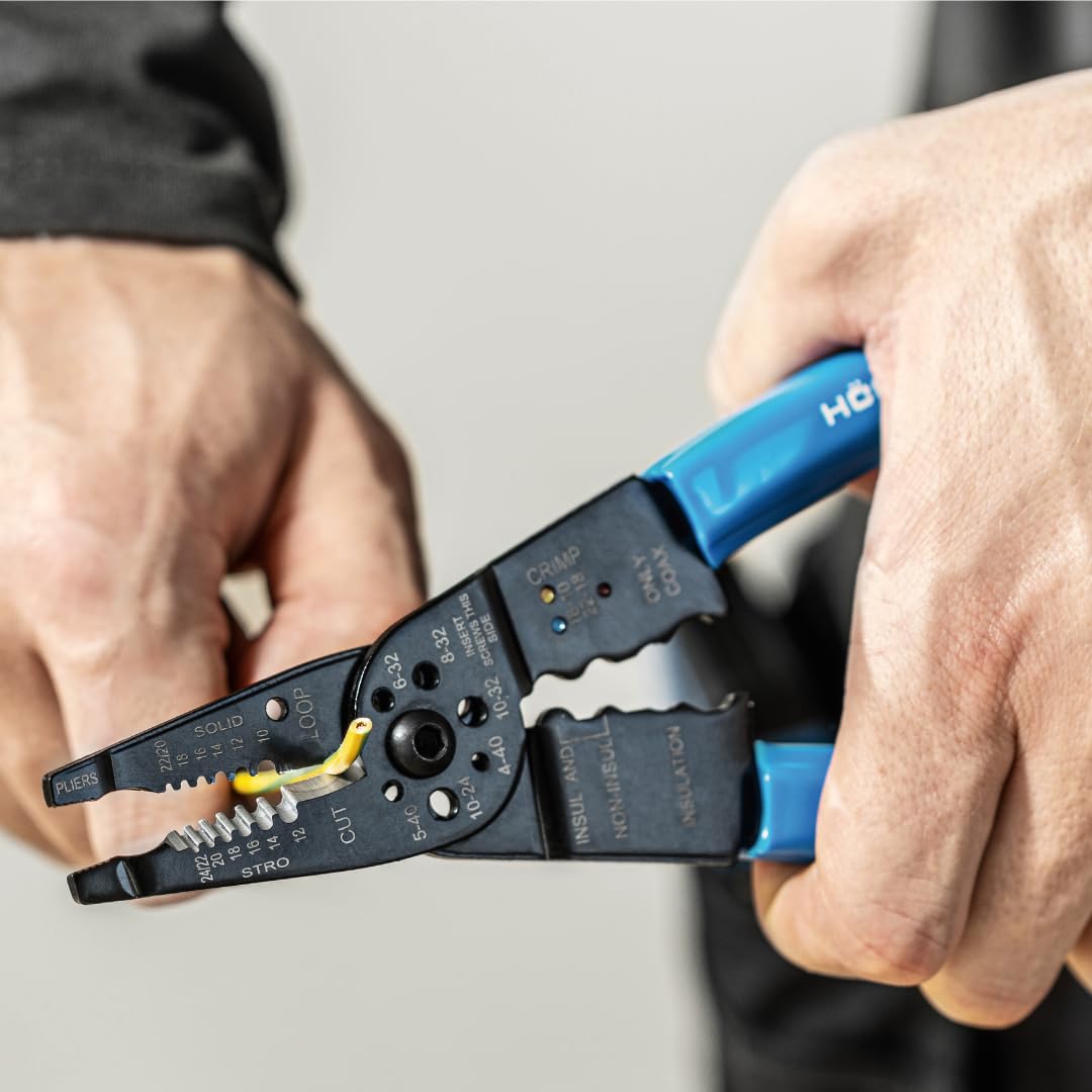 Högert Technik Pinza crimpatrice 0,5-6 mm2 per capicorda con spelafili 86 pezzi acciaio al carbonio