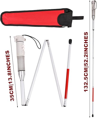 Miniatura 7 de Bastón plegable, bastón para caminar inteligente, muleta ciega con alarma de voz de sonido y luz, telescópica plegable, ayudas con discapacidad