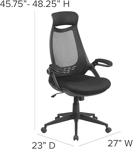 Miniatura 3 de Flash Furniture Ivan - Silla de oficina giratoria ejecutiva de malla negra con brazos abatibles