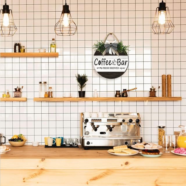 Coffee Bar Sign - Wood Wall Decor for Kitchen & Breakfast Nook