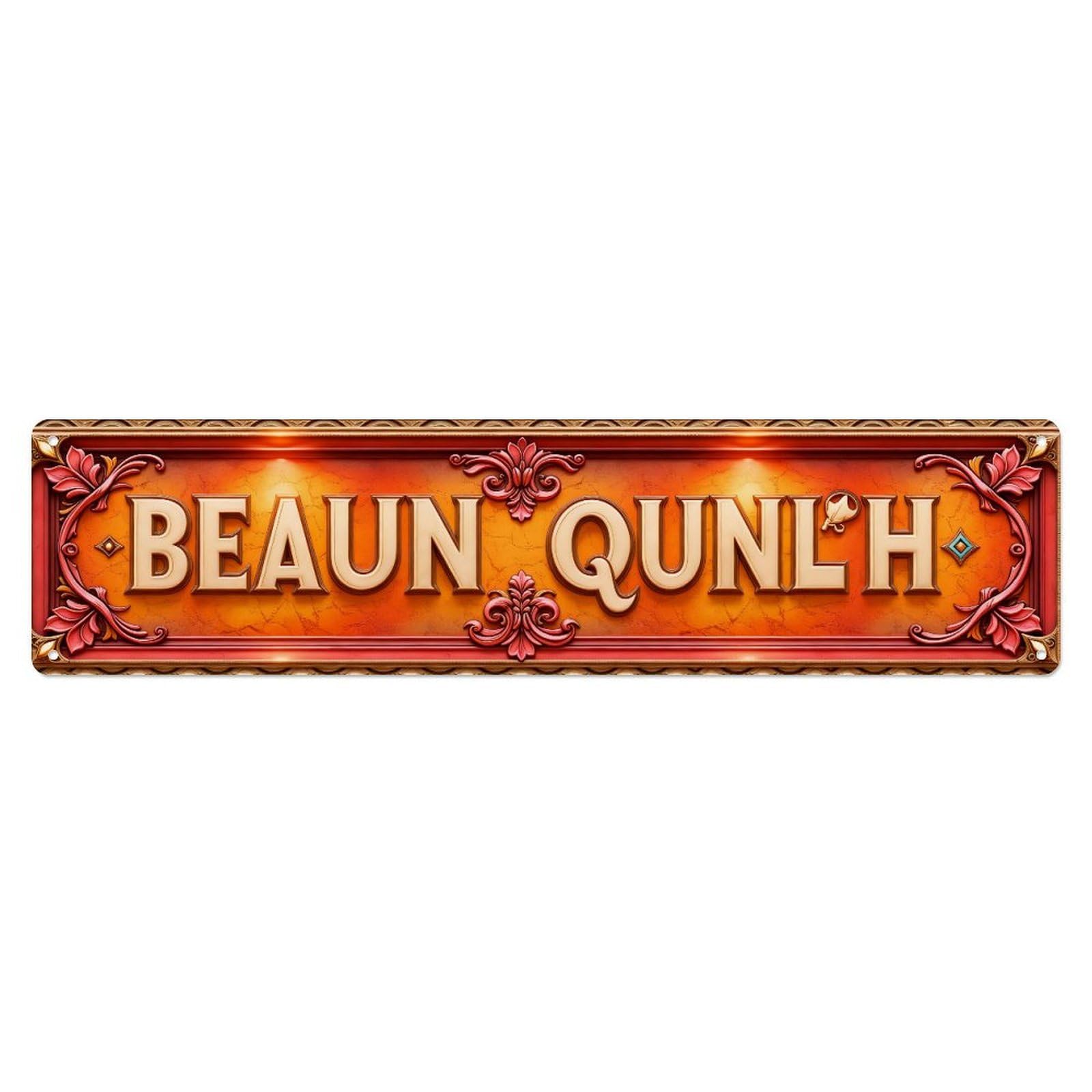 Beaun Qunlh Ornate Banner Design Metal Tin Sign Plaque