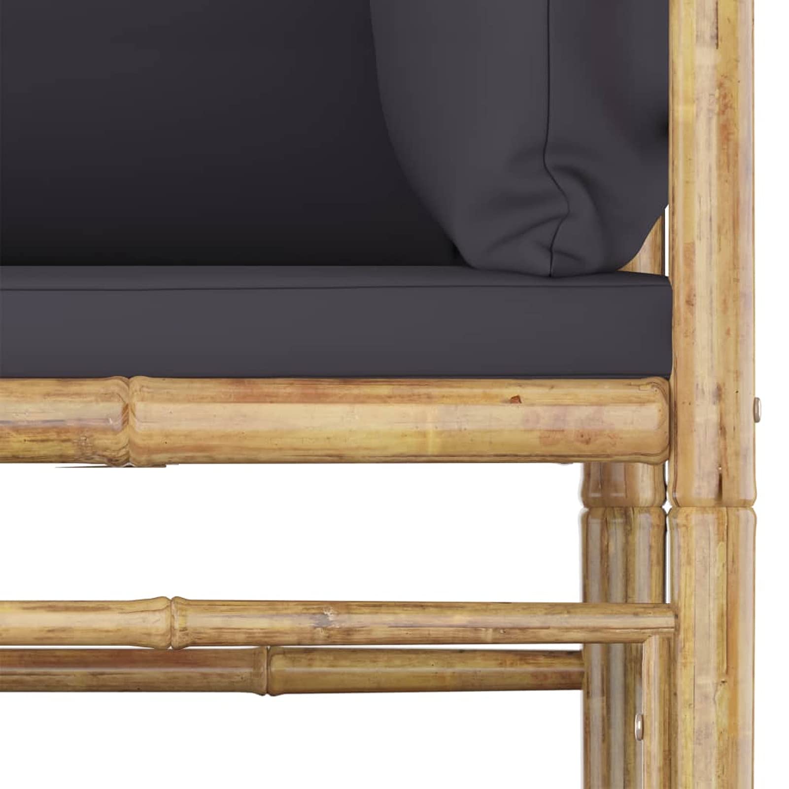 Chusui Set de Muebles de jardín 6 Piezas, Muebles Jardin Exterior, Conjunto Jardin Exterior, Set De Jardin Exterior, Conjunto Terraza Moderno, bambú y Cojines Gris Oscuro