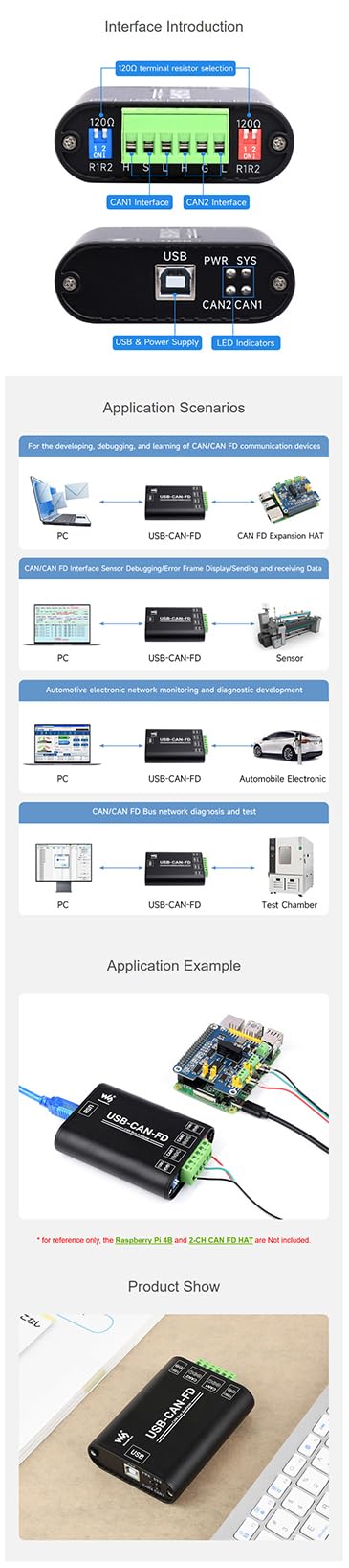 Adaptador industrial USB a CAN FD – High Performance CAN/CAN FD Bus Data Analyzer Dual CAN Interfaces USB to CAN FD Communication Interfaces, Protocol Analyzer for Windows XP/7/8/10/11