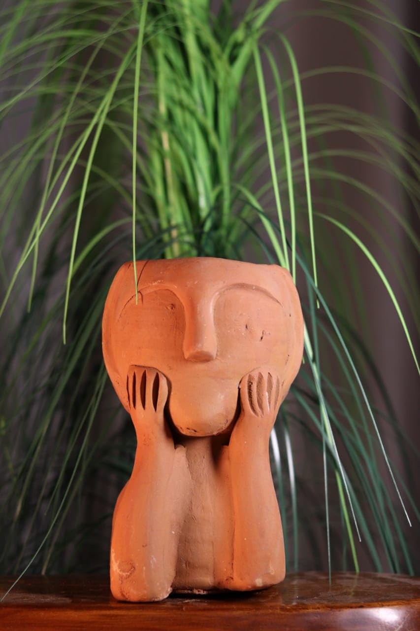 Kasba-Line Handcrafted Terracotta Planter: Unique Groot Port Design | Eco-Friendly Clay | Indoor/Outdoor Decorative Pot for Plants