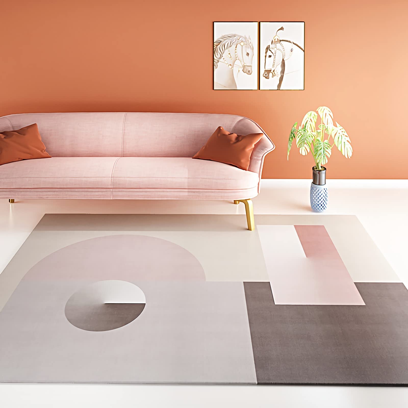 Tapis déco Chambre ado Fille Tapis de décoration Chambre Motif géométrique Rose Gris Tapis Enfant Chambre Garcon Tapis Chambre ado Garcon 60x90cm