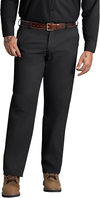 Red Kap Mens Stain Resistant, Flat Front Work Pants, Black, 31W x 32L