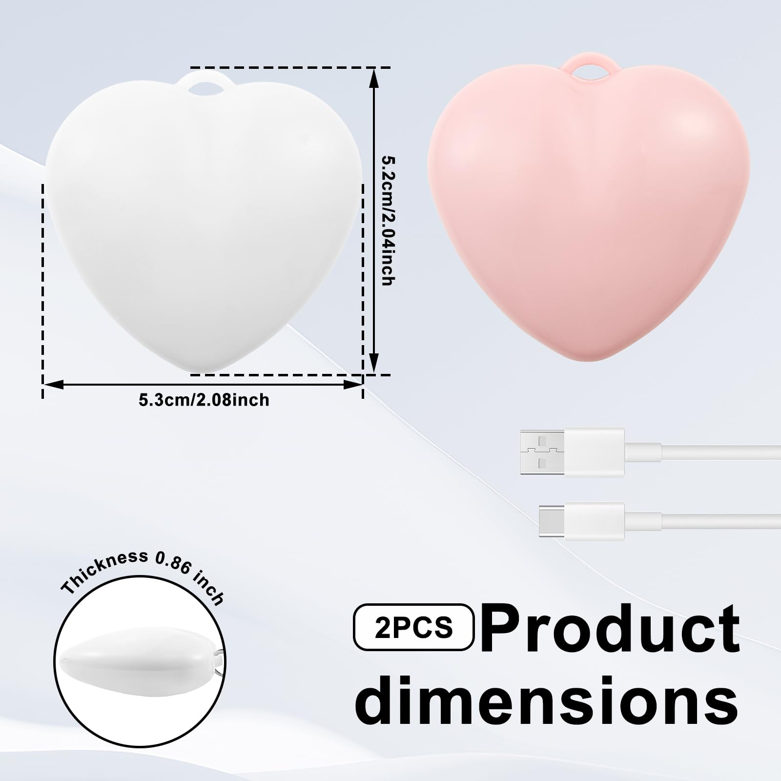 2 Pcs Purse Glow Heart Light - Automatic Sensor Purses Lamp Portable Touch Activated Handbag Night Light Heart — view 6