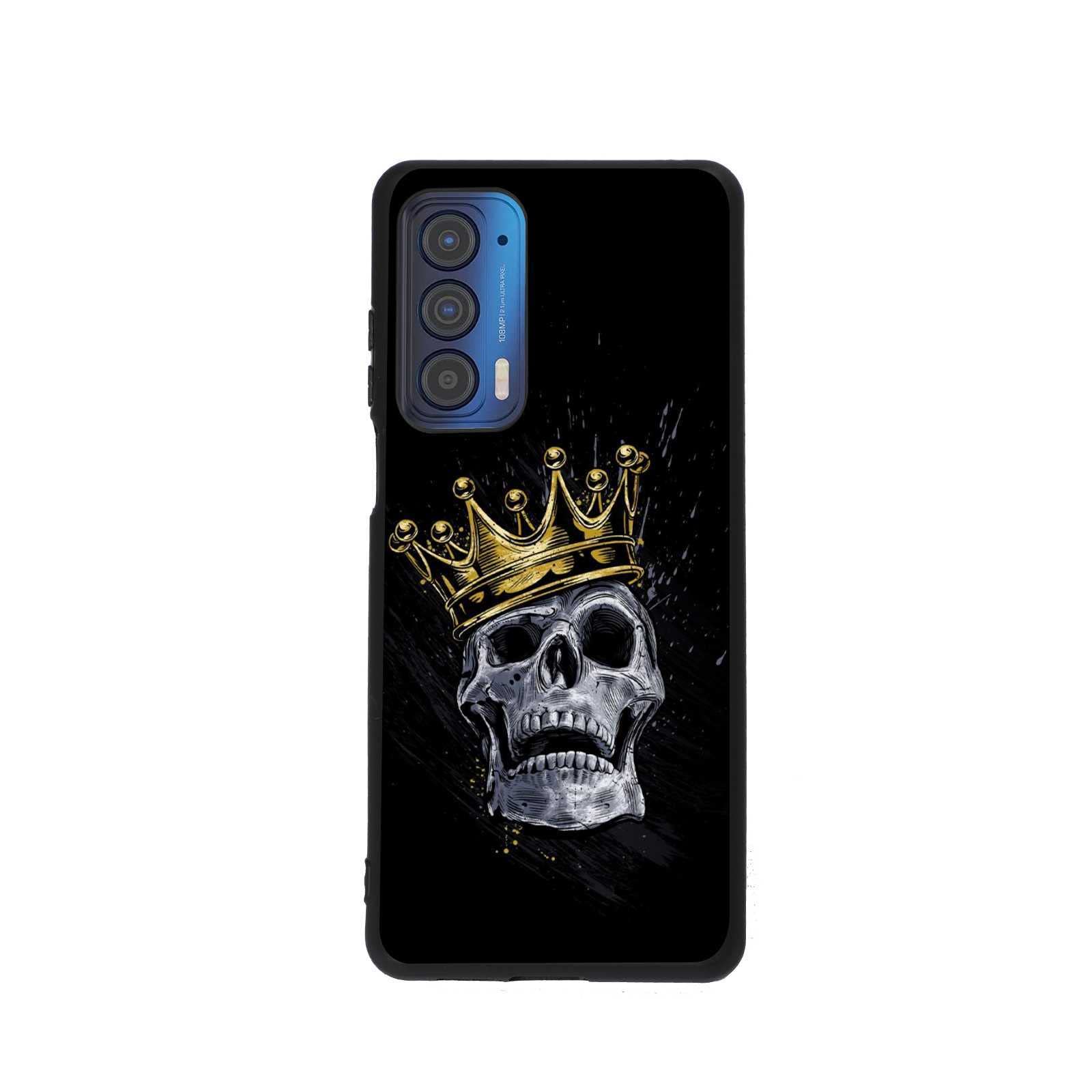 Compatible with Motorola Moto Edge 2021/Edge 5G UW Case, Skull King with Gold Crown Graphic Design for Moto Case Boys Men, Soft Silicone Protective Cool Trendy Anti-Scratch Case for Moto