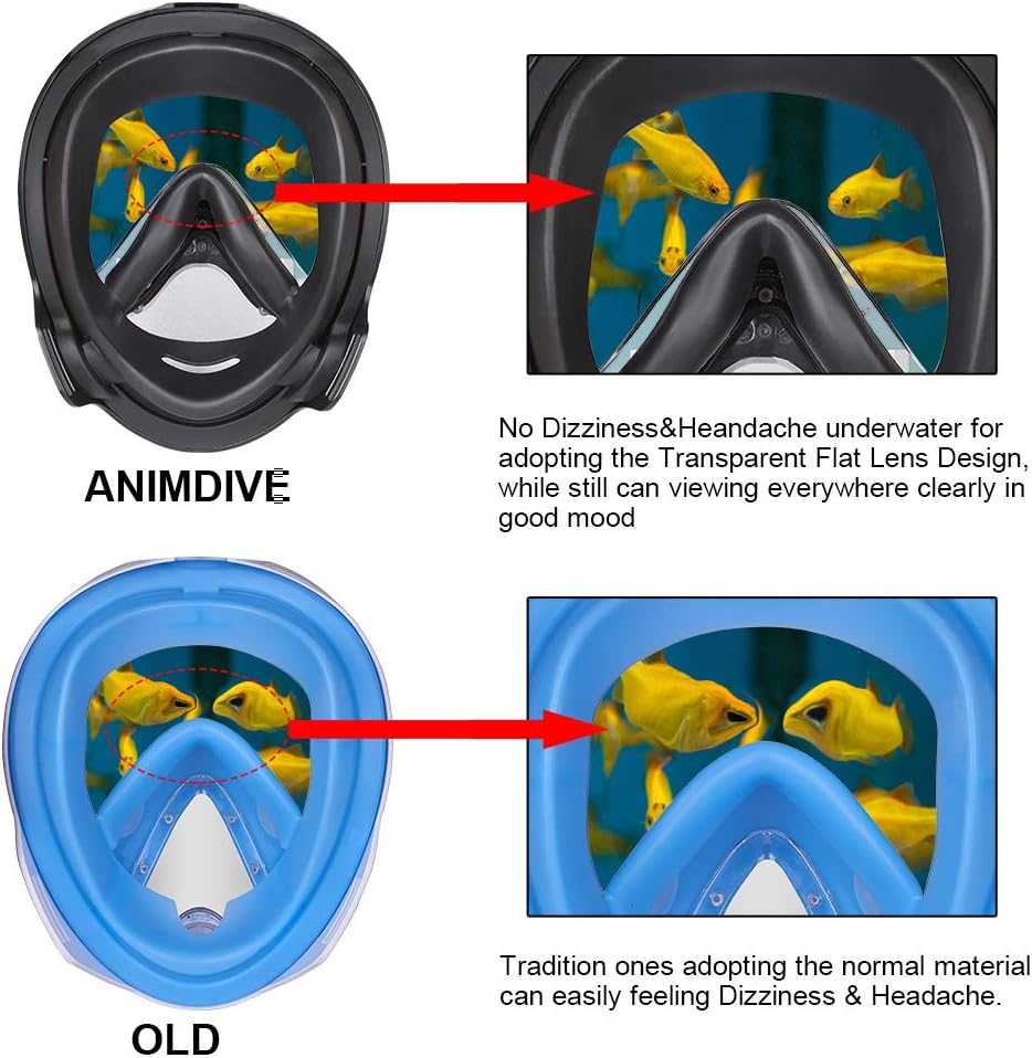 ANIMDIVE Full Face Snorkel Set with Latest Advanced Safety Breathing System,Dry Top System,180° Panoramic Snorkeling Set with Camera Mount,Anti-Leak & Anti-Fog