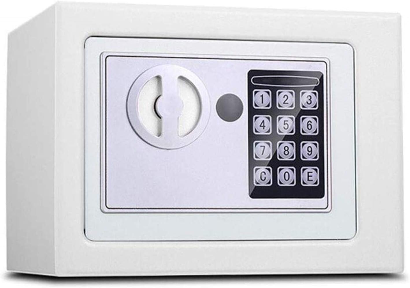 Cassaforte di Sicurezza Digitale con Tastiera, Coperchio Manuale, Pulsante, Ideale per casa, Lavoro o Viaggi, 17 x 17 x 23 cm.