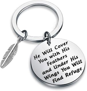Religious Jewelry Christian Gift Psalm 91:4 Scripture Inspirational Gift He Will Cover You with His Feathers