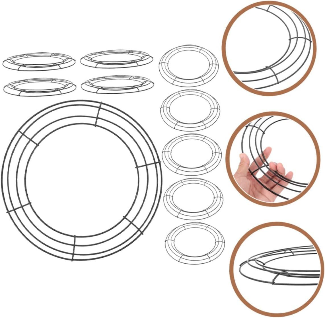 10pcs Wreath Frame for Crafts Round Iron Hoops for Floral Decorations for Christmas Weddings and Parties