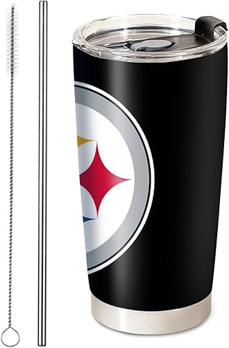 Miniatura 1 de Vaso de café aislado de fútbol, vaso de viaje de acero inoxidable de 20 onzas con tapa y pajita, taza de café para bebidas frías o calientes de