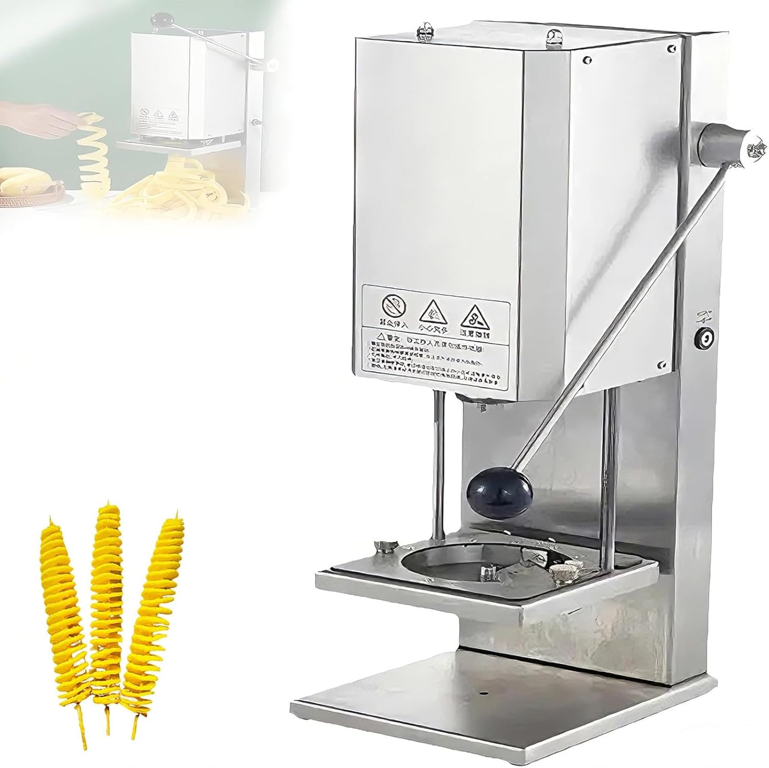 ASerZenith Spiral Potato Cutter, Twisted Potato Slicer, 12 Potatoes/Min, Tornado Potato Spiral Cutter, Commercial Potato Spiral Slicer