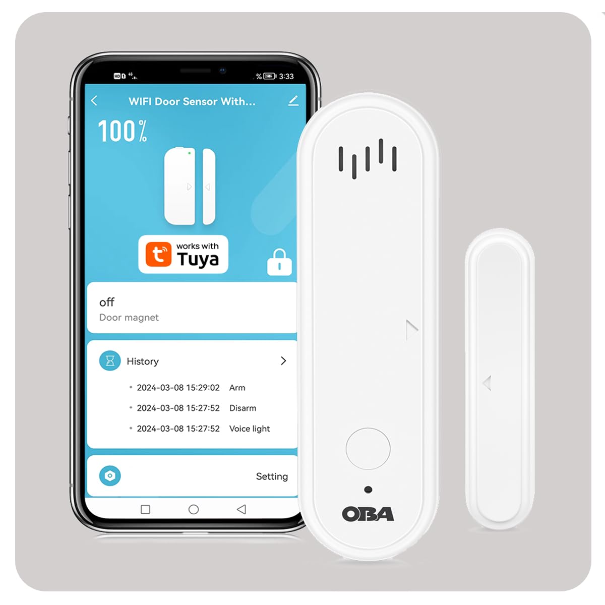 OBA - DRW22 Tuya Smart: Alarma WiFi Completa, sensores Puerta/Ventana, Sirena, aplicación Alexa Google Home