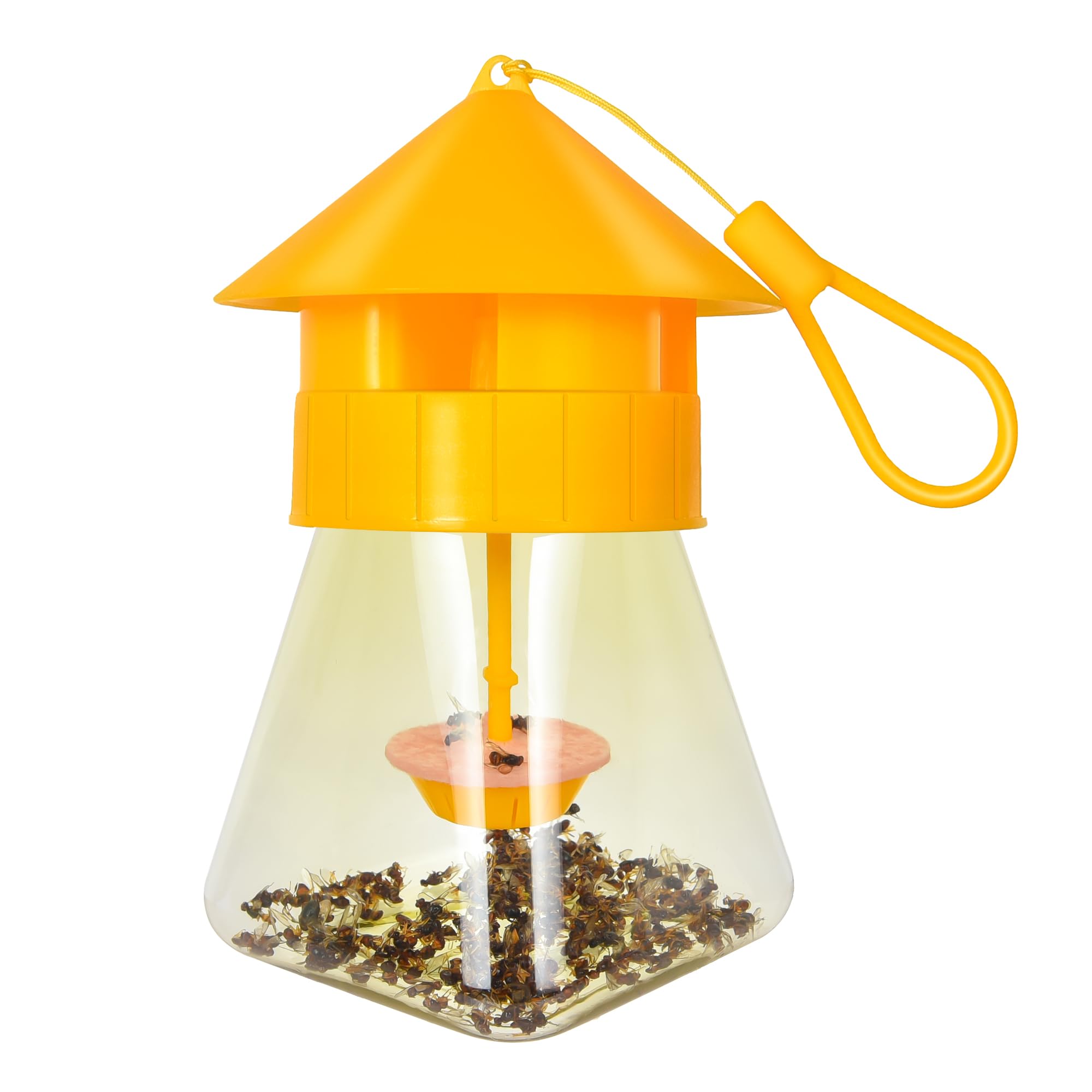 Reusable Fruit Fly Traps for Outdoor Vegetable Garden, Orchards Hanging, with Fruit Fly Bait Trap Refill Fly Killer Outdoor Fruit Fly Catchers (Not for Kitchen), Orange