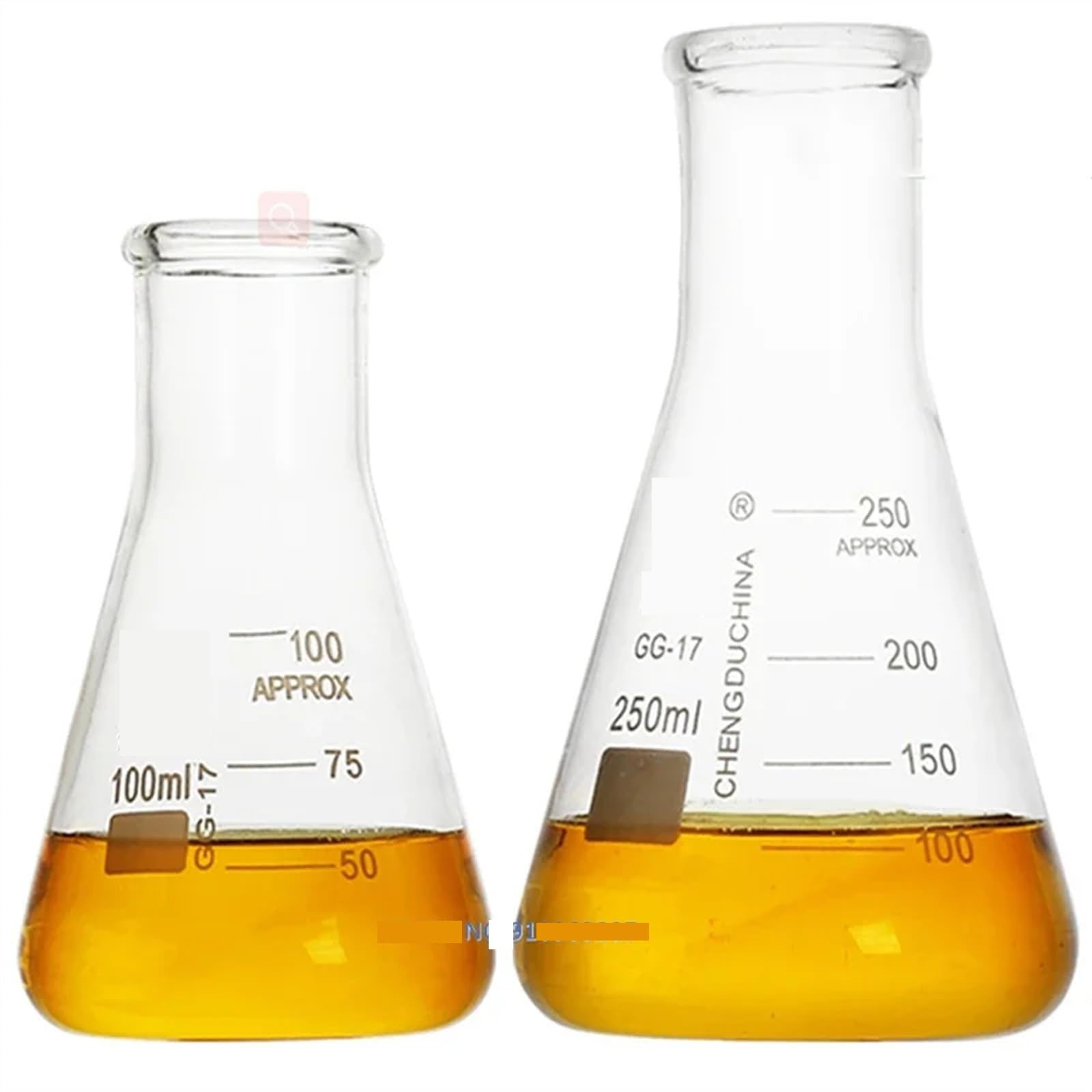 Frasco Triangular cónico de cuello ancho recto de vidrio de borosilicato de 50ml a 1000ml for equipos químicos de laboratorio(Size:500ml)