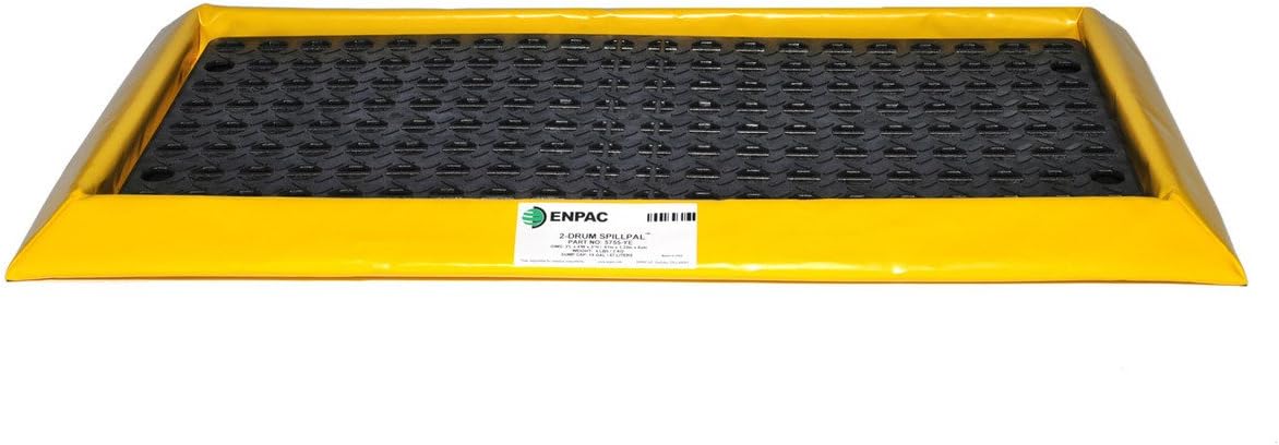 Enpac 2 Drum SpillPal Spill Pad with Grate, Yellow, Foam Sidewalls, Low Profile, Tough, Durable, Two-Way Air Relief, Foldable