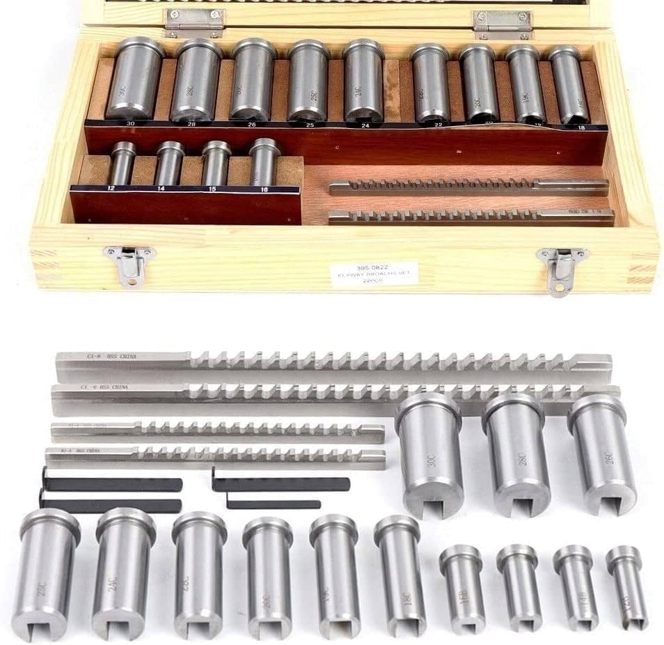 Precision Keyway Broach Set - Versatile Metalworking Tools with Multiple Broaches & Bushings for Industrial Applications, for Machinists & Engineers