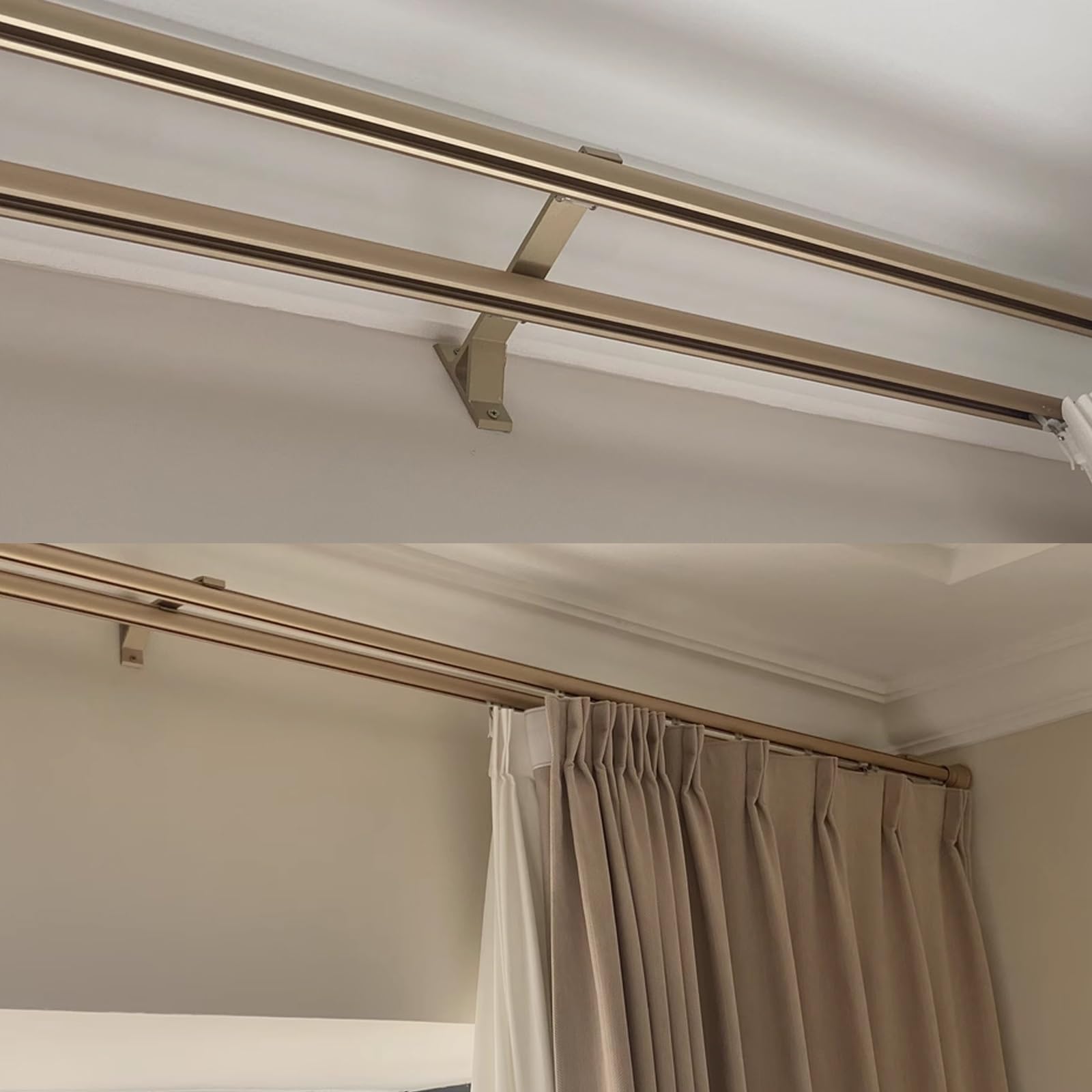 Wytrzymałe czarne karnisze do okien wykuszowych, regulowany, podwójny karnisz ze stopu aluminium, idealny do łazienki, sypialni, salonu (pomarańczowy, 390 cm)