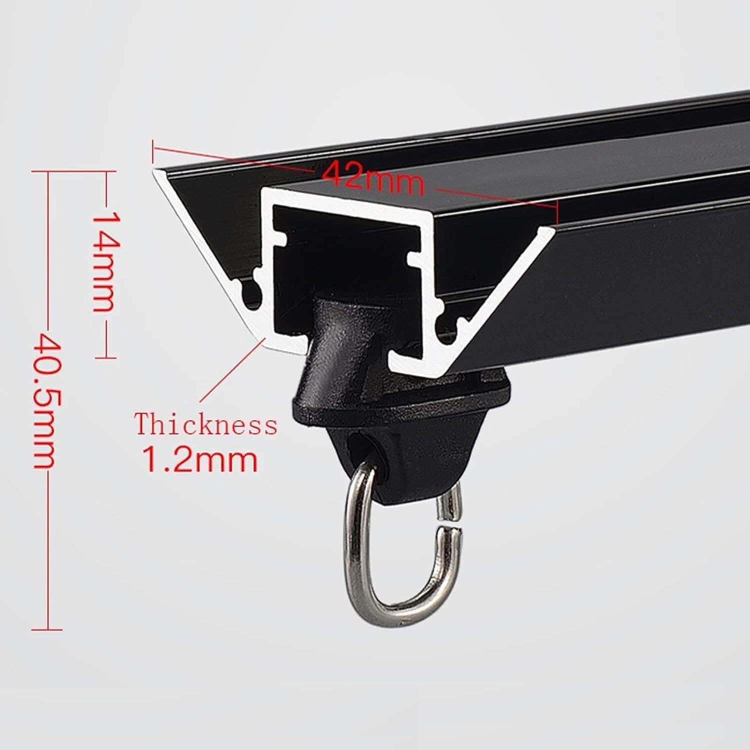 BABYCE Room Divider Ceiling Track System Shower Curtain Bedroom Curtain Rail,Ceiling Curtain Track,Room Divider for 1-5m, Ceiling Track Set for Living Room (Color : Noir, Size : 1.0-2.0m)
