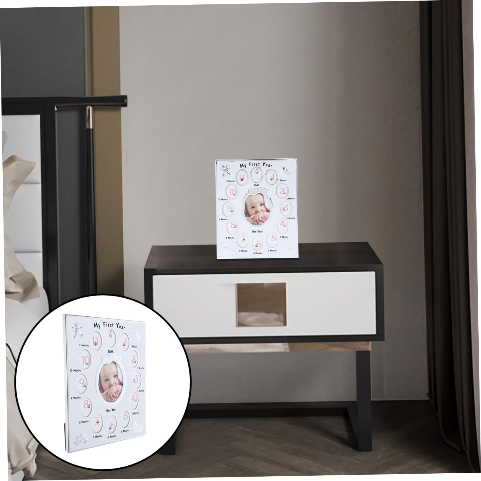 Marco de Fotos para Niña Soporte para Fotos Mensuales Marco Infantil Seguro y Duradero Regalo Original para Recién Nacidos y Recuerdos de Crecimiento