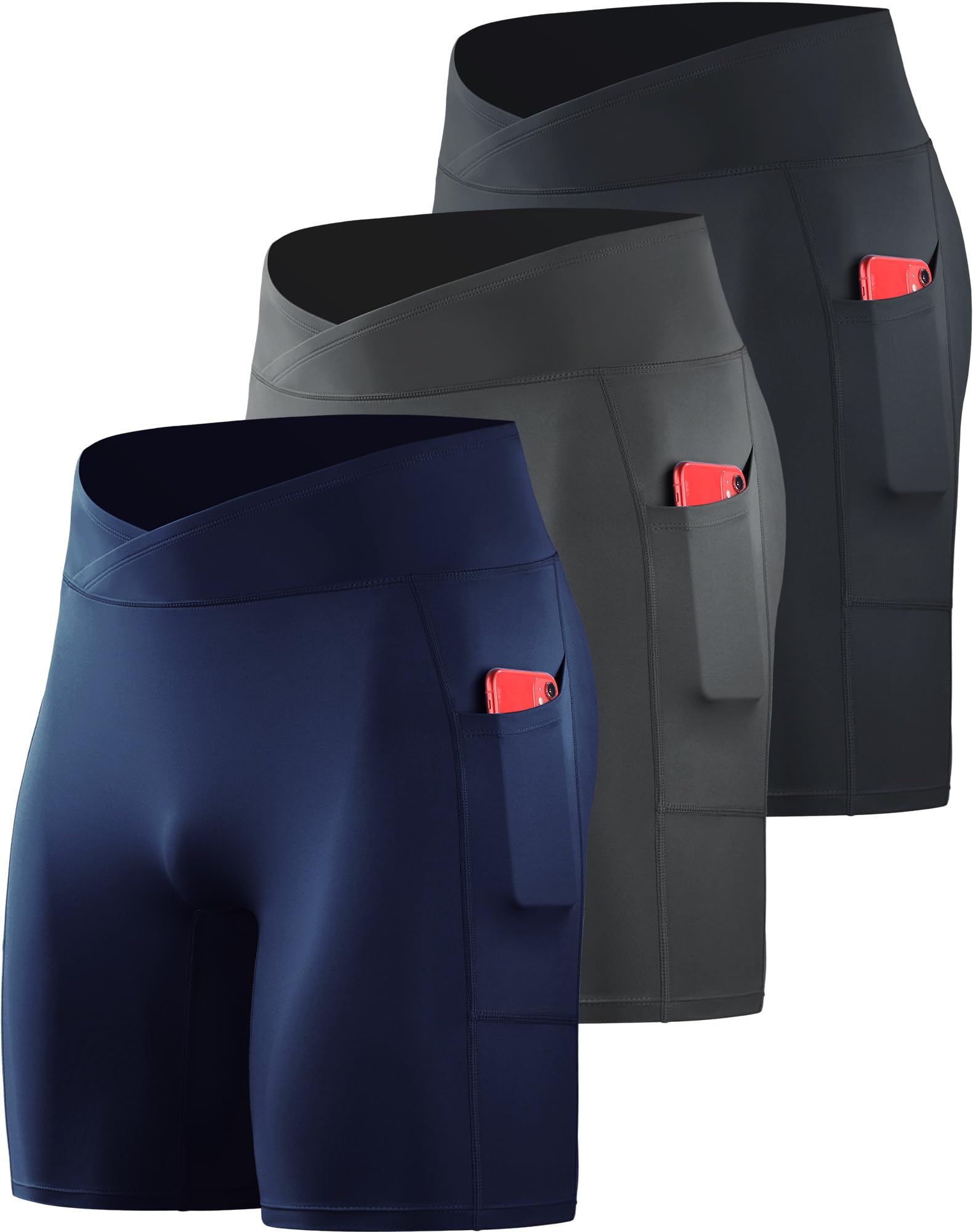 NELEUS Men's Compression Short with Pocket Dry Fit Yoga Running Shorts Pack of 3