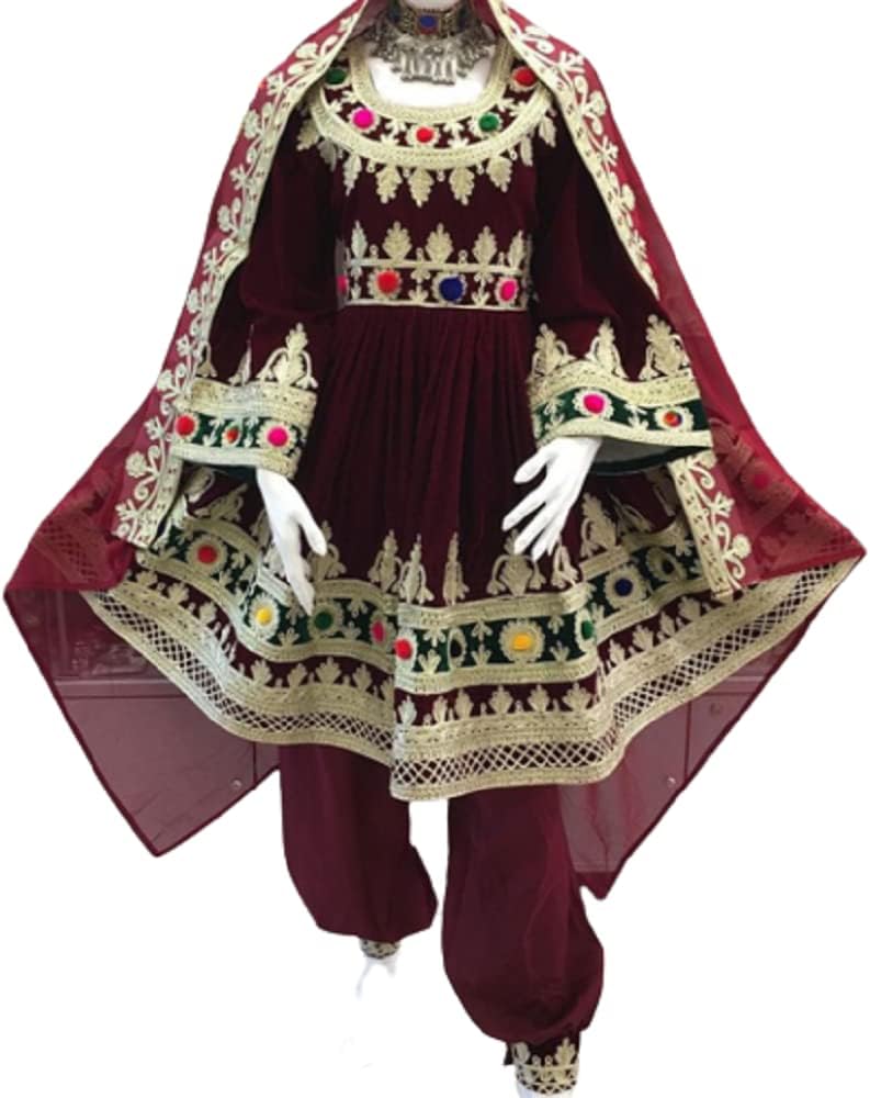 Maroon Afghan Handmade Traditional Dress for Girls Mozambique | Ubuy Maroon Afghan Handmade Traditional Dress for Girls Mozambique | Ubuy
